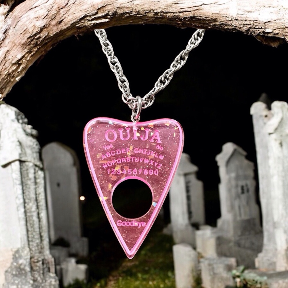 🆕 Ouija Planchette Pendant Necklace Resin/Stainless Steel